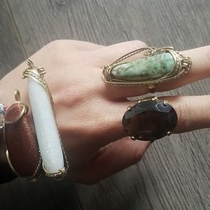 2 gold rings and 2 pendants